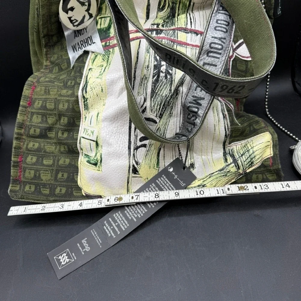 Andy Warhol Loop NYC Canvas Tote Bag Unisex Green Money Graphic Art Pop Art
